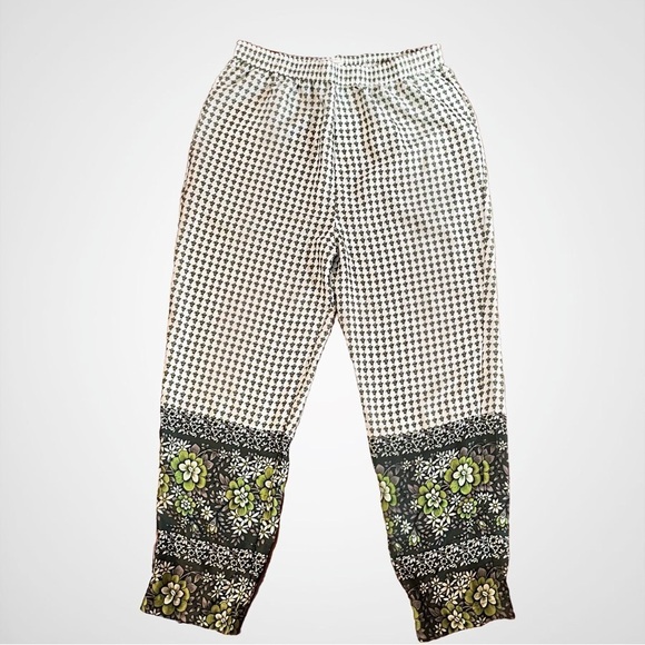 Anthropologie Garden of Eden Satin OGEE Chintzy Floral Boho Tapered Pants - Picture 1 of 6